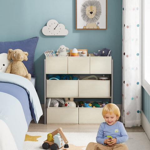 Rootz Children's Dove Gray Shelf - Kids Bookcase - Toy Organizer - MDF Non-Woven Fabric - 29.5cm x 62.5cm x 60cm - Lightweight - Sturdy - Easy Assembly