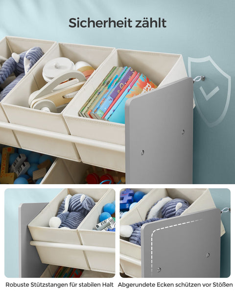 Rootz Children's Dove Gray Shelf - Kids Bookcase - Toy Organizer - MDF Non-Woven Fabric - 29.5cm x 62.5cm x 60cm - Lightweight - Sturdy - Easy Assembly