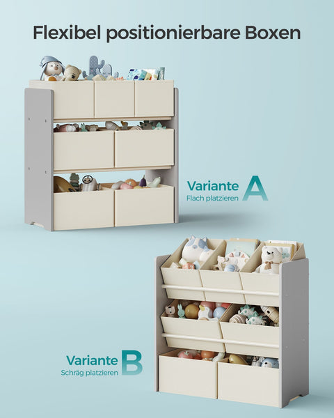 Rootz Children's Dove Gray Shelf - Kids Bookcase - Toy Organizer - MDF Non-Woven Fabric - 29.5cm x 62.5cm x 60cm - Lightweight - Sturdy - Easy Assembly