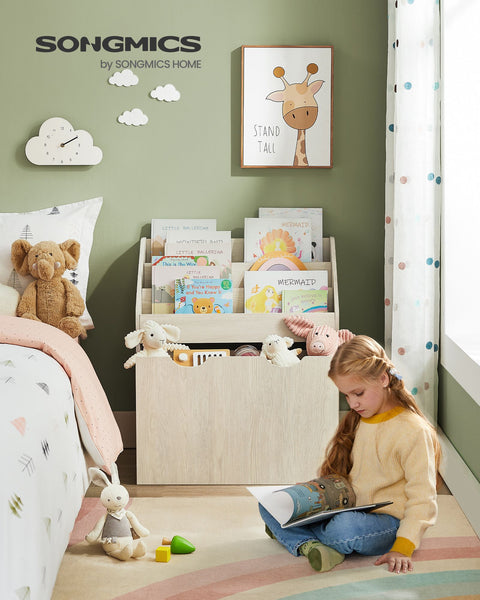Rootz Children's Shelf - Kids Bookcase - Toy Storage - MDF Chipboard - Oatmeal Beige - 29.5cm x 62.5cm x 70cm - 28cm x 59.5cm x 37cm - 13.5kg - 25kg Capacity
