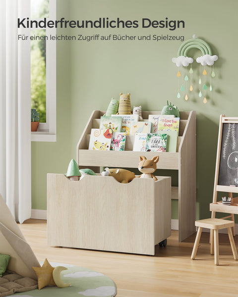 Rootz Children's Shelf - Kids Bookcase - Toy Storage - MDF Chipboard - Oatmeal Beige - 29.5cm x 62.5cm x 70cm - 28cm x 59.5cm x 37cm - 13.5kg - 25kg Capacity