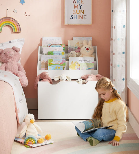 Rootz Toy Storage Shelf - Kids Organizer - Mobile Cart - Cloud White - 28.5" x 11.5" x 35.5"