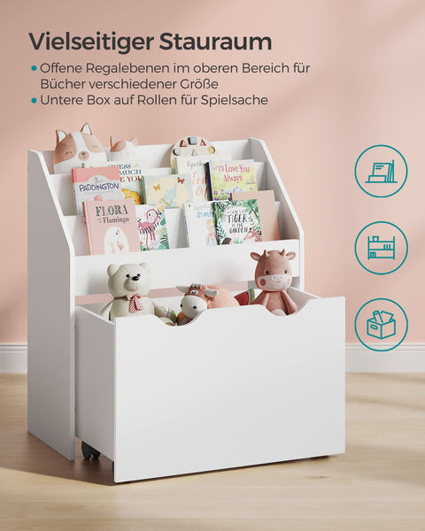 Rootz Toy Storage Shelf - Kids Organizer - Mobile Cart - Cloud White - 28.5" x 11.5" x 35.5"