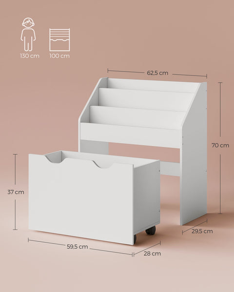 Rootz Toy Shelf - Kids Storage Unit - Children's Organizer - Easy Mobility with White Wheels - 3 Shelves