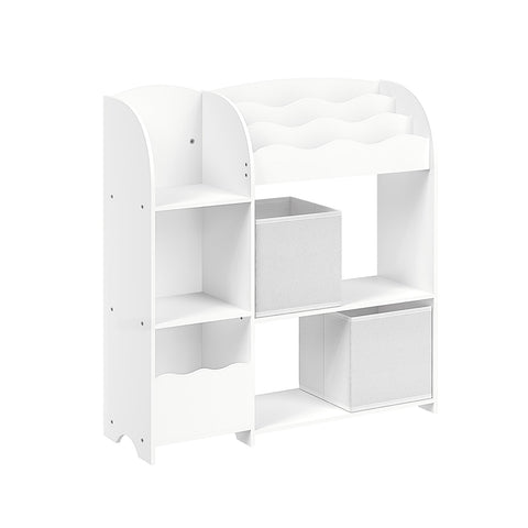 Rootz Children's Shelf with 2 Boxes - Storage for Toys & Books -  White - Space Saver - 30cm x 93cm x 100cm