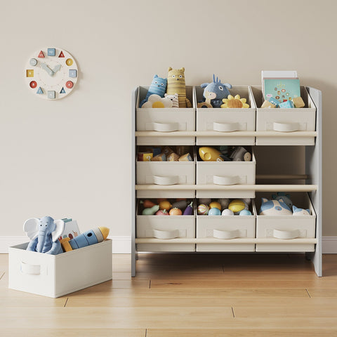 Rootz Regal Bookshelf - Storage Shelves - Fleece Boxes - Space-Saving Design - 29.5cm x 62.5cm x 60cm