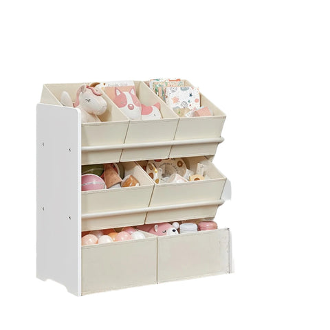 Rootz Regal Bookshelf - Storage Shelf - Organizer - 7 Non-Woven Boxes - Space-Saving - 29.5x62.5x60cm