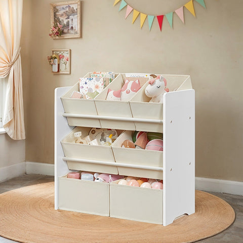 Rootz Regal Bookshelf - Storage Shelf - Organizer - 7 Non-Woven Boxes - Space-Saving - 29.5x62.5x60cm