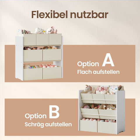 Rootz Regal Bookshelf - Storage Shelf - Organizer - 7 Non-Woven Boxes - Space-Saving - 29.5x62.5x60cm