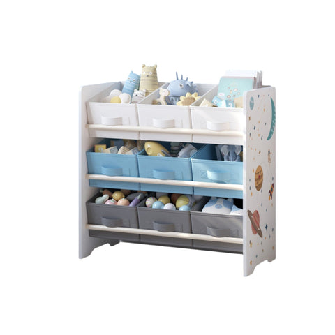 Rootz Regal Bookshelf - Storage Organizer - Space Saver - 9 Non-Woven Fabric Boxes - Versatile Design - 62.5 x 29.5 x 60 cm