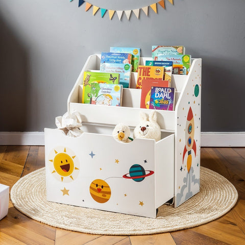 Rootz 3 Shelf Levels Bookcase - Shelf - MDF Wooden Chipboard - Safety Tipping Protection - 62.5cm x 29.5cm x 70cm