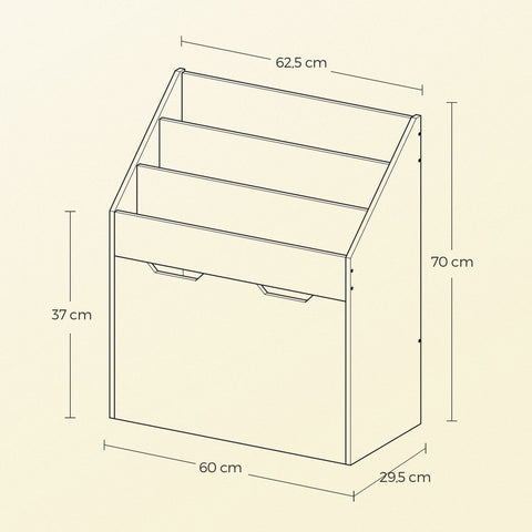 Rootz 3 Shelf Levels Bookcase - Shelf - MDF Wooden Chipboard - Safety Tipping Protection - 62.5cm x 29.5cm x 70cm