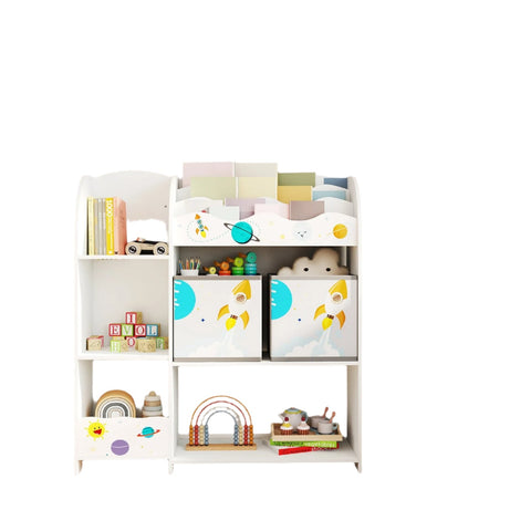 Rootz Children's Bookcase - Toy Organizer - Storage Shelf - Classic White - Child-Friendly - 93 x 30 x 100 cm