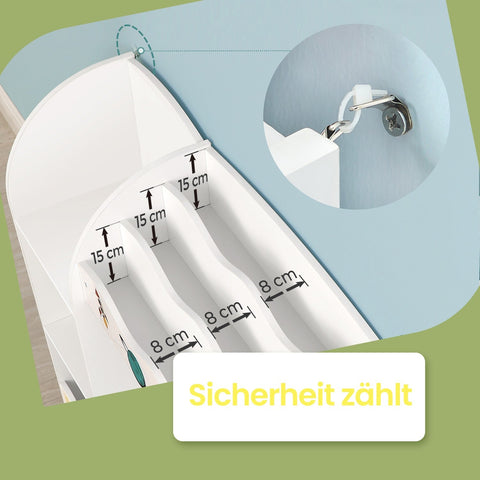 Rootz Children's Bookcase - Toy Organizer - Storage Shelf - Classic White - Child-Friendly - 93 x 30 x 100 cm