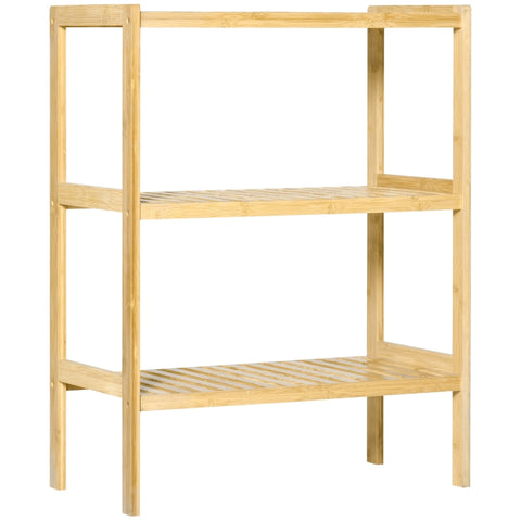 Rootz Bamboo Bathroom Shelf - Standing Rack - Organizing Shelf - Natural Bamboo - 62cm x 33cm x 80cm - 3 Shelves - Minimalist Design