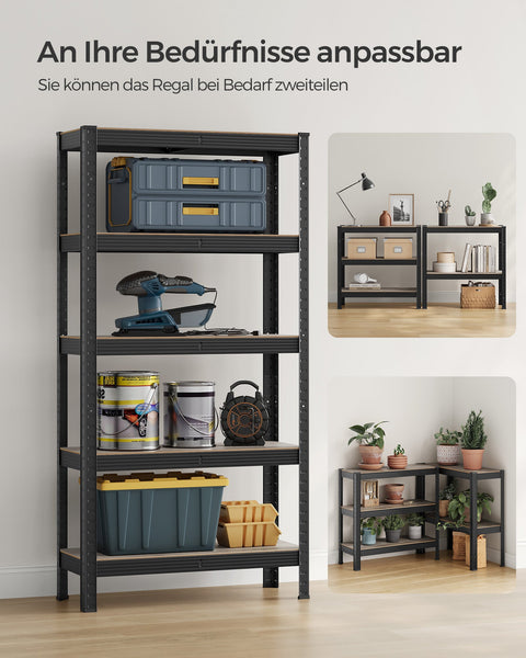 Rootz Storage Rack - Shelving System - Utility Rack - Steel and MDF - Rust-Resistant - Adjustable Shelves - 150cm x 75cm x 30cm