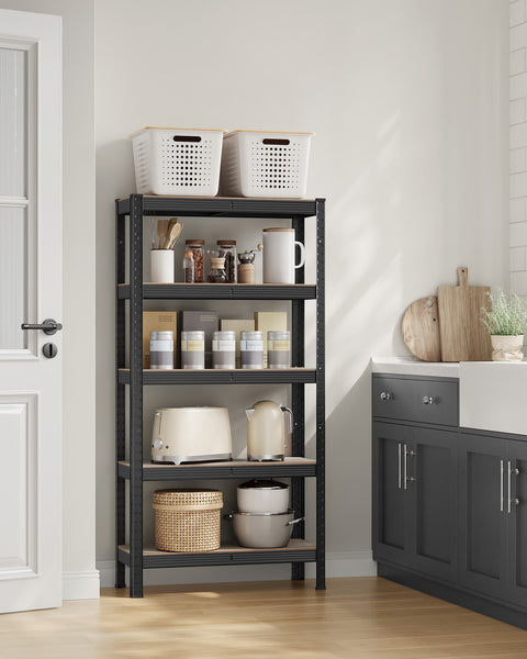 Rootz Storage Rack - Shelving System - Utility Rack - Steel and MDF - Rust-Resistant - Adjustable Shelves - 150cm x 75cm x 30cm