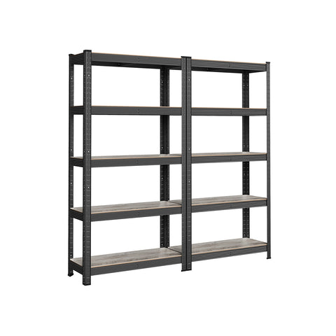 Rootz 2 Piece Set Storage Racks - Shelving Unit - Display Stand - Chipboard and Steel - 30cm x 75cm x 150cm