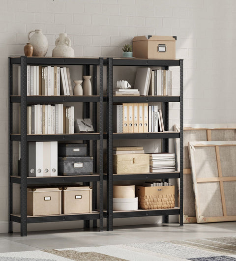 Rootz 2 Piece Set Storage Racks - Shelving Unit - Display Stand - Chipboard and Steel - 30cm x 75cm x 150cm