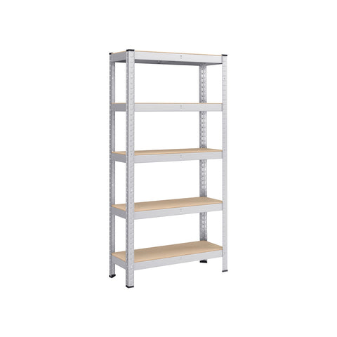 Rootz Storage Rack - Shelving Unit - Metal Rack - Galvanized Steel - 30cm x 75cm x 150cm - Heavy Duty - 130kg Load Capacity