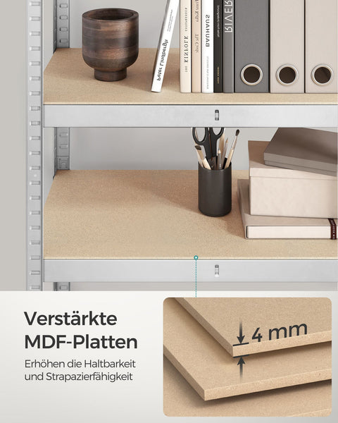 Rootz 2 Pack Storage Rack - Shelving Unit - Metal Shelves - Heavy Duty - Galvanized Steel - MDF - 30cm x 75cm x 150cm - 18.6kg - 130kg Capacity - 650kg Total Capacity