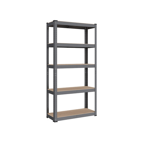 Rootz Gray Storage Rack - Shelving Unit - Metal Rack - Galvanized Steel - MDF - Heavy Duty - 30cm x 75cm x 150cm - 9.3kg - 130kg Shelf Capacity - 650kg Total Capacity