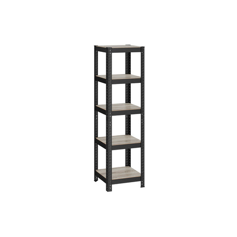 Rootz 3 Tier Stand Shelf - Greige Black - Steel MDF - Storage Organizer - Space Saving - Easy Assembly - 37cm x 37cm x 150cm