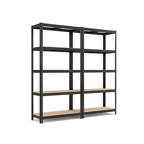 Rootz Storage Shelves Set of 2 - Steel Rack - Metal Rack - Heavy Duty Shelves - 180cm x 90cm x 40cm