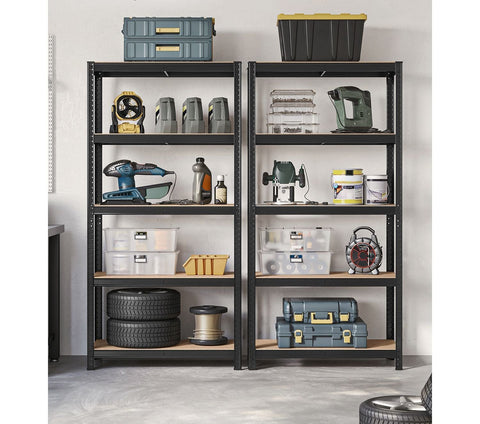 Rootz Storage Shelves Set of 2 - Steel Rack - Metal Rack - Heavy Duty Shelves - 180cm x 90cm x 40cm