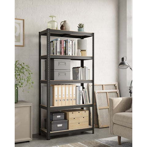 Rootz 5 Tier Stand Shelf - Storage Rack - Organizer - Steel MDF - Greige Black - 40cm x 90cm x 180cm