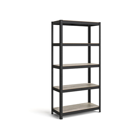 Rootz 5 Tier Stand Shelf - Storage Rack - Organizer - Steel MDF - Greige Black - 40cm x 90cm x 180cm