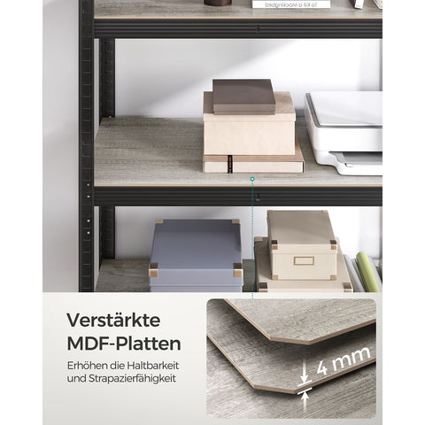 Rootz 5 Tier Stand Shelf - Storage Rack - Organizer - Steel MDF - Greige Black - 40cm x 90cm x 180cm