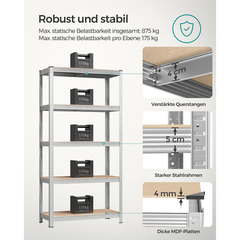 Rootz 2-delige set opbergrek - garage-organizer - stalen planken - roestbestendig - verstelbare hoogte - 180 cm x 90 cm x 40 cm