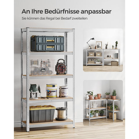 Rootz 2-delige set opbergrek - garage-organizer - stalen planken - roestbestendig - verstelbare hoogte - 180 cm x 90 cm x 40 cm