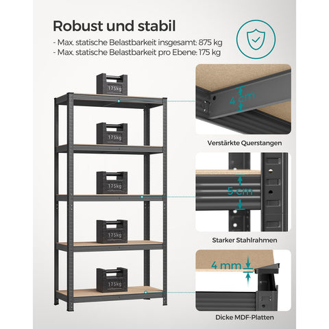 Rootz 2 Piece Set Cellar Shelves - Storage Rack - Steel Organizer - Space Saving - 180cm x 40cm x 90cm