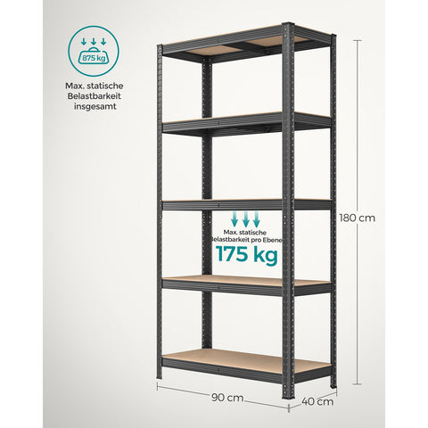 Rootz 2 Piece Set Cellar Shelves - Storage Rack - Steel Organizer - Space Saving - 180cm x 40cm x 90cm