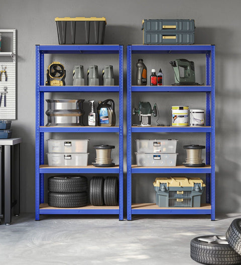 Rootz Storage Rack - Shelving Unit - Garage Organizer - Strong Support - 180cm x 90cm x 40cm - Blue