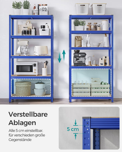 Rootz Storage Rack - Shelving Unit - Garage Organizer - Strong Support - 180cm x 90cm x 40cm - Blue