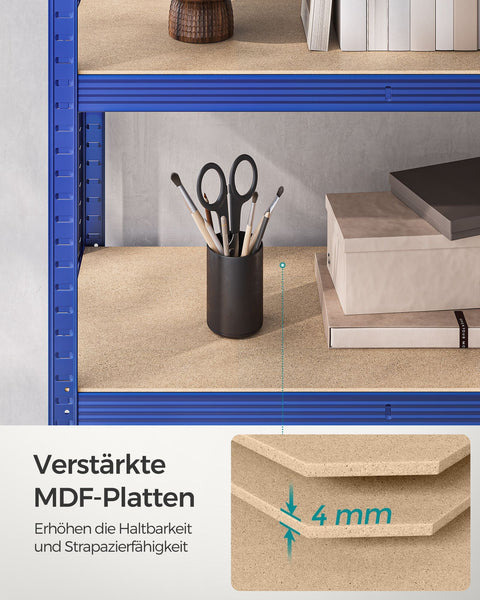 Rootz Storage Rack - Shelving Unit - Garage Organizer - Strong Support - 180cm x 90cm x 40cm - Blue