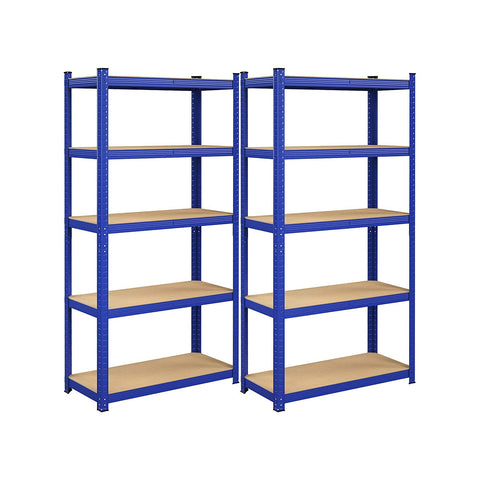 Rootz 2 Piece Set Storage Rack - Garage Organizer - Steel Frame - Adjustable Shelves - Rust-Resistant - 180cm x 90cm x 40cm