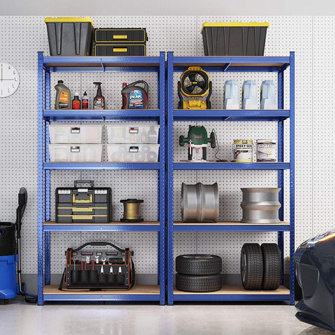 Rootz 2 Piece Set Storage Rack - Garage Organizer - Steel Frame - Adjustable Shelves - Rust-Resistant - 180cm x 90cm x 40cm