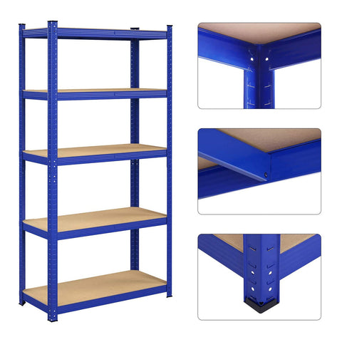Rootz 2 Piece Set Storage Rack - Garage Organizer - Steel Frame - Adjustable Shelves - Rust-Resistant - 180cm x 90cm x 40cm