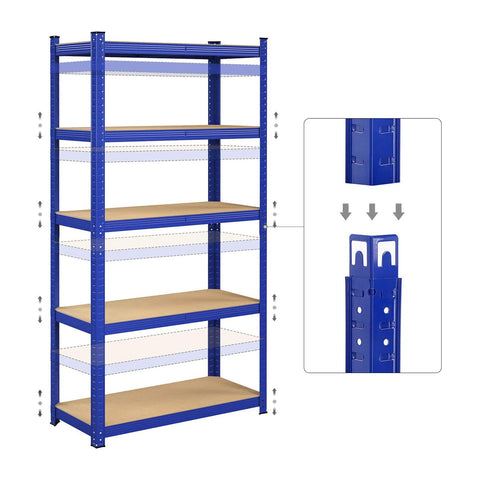 Rootz 2 Piece Set Storage Rack - Garage Organizer - Steel Frame - Adjustable Shelves - Rust-Resistant - 180cm x 90cm x 40cm