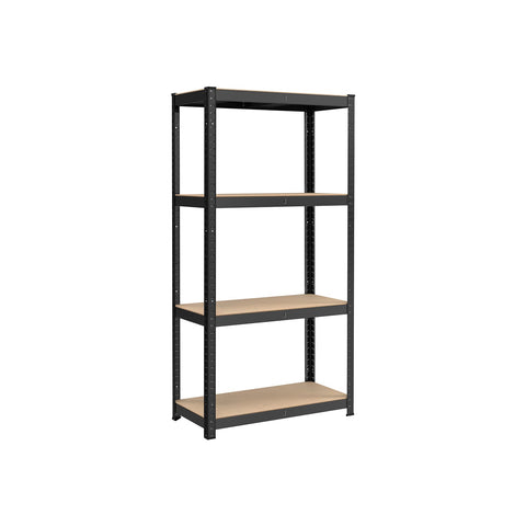 Rootz Black Load Shelf - Storage Rack - Shelving Unit - Powder-coated Steel - MDF - Heavy Duty - 40cm x 80cm x 160cm