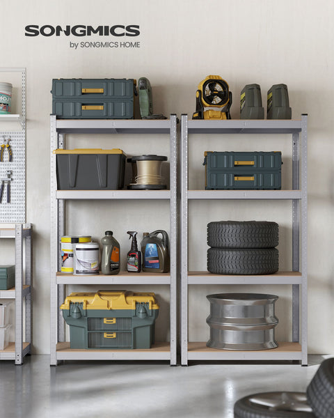 Rootz 2 Pack Zilver Opbergrek - Plank - Metalen Planken - Gegalvaniseerd Staal - MDF - Heavy Duty - 40cm x 80cm x 160cm