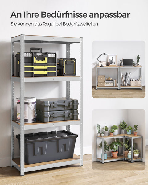 Rootz 2 Pack Zilver Opbergrek - Plank - Metalen Planken - Gegalvaniseerd Staal - MDF - Heavy Duty - 40cm x 80cm x 160cm