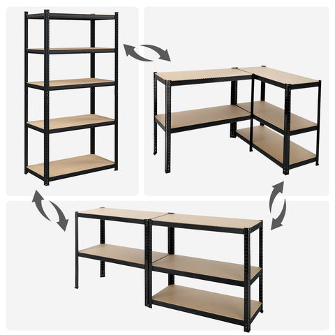 Rootz Garage Storage Rack - Shelving System - Organizer - Reinforced Steel Frame - Rust-Resistant - Adjustable Shelves - 180cm x 90cm x 40cm