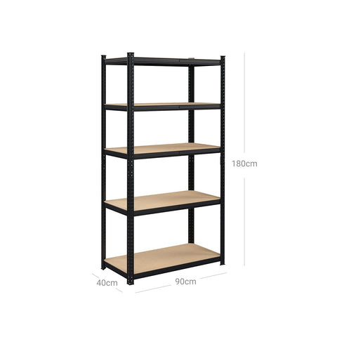 Rootz Garage Storage Rack - Shelving System - Organizer - Reinforced Steel Frame - Rust-Resistant - Adjustable Shelves - 180cm x 90cm x 40cm