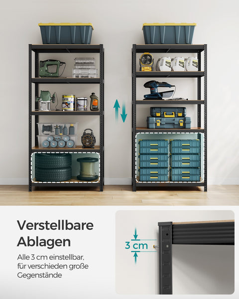 Rootz Heavy Duty Standing Shelf - Metal Frame - Steel Construction - Rust-Resistant - Adjustable Shelves - 50cm x 100cm x 200cm