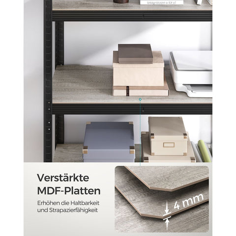 Rootz Adjustable Standing Shelf - Organizer Rack - Storage Unit - Steel and MDF Construction - 50cm x 100cm x 200cm - Greige Black